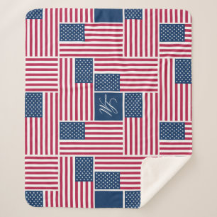 M Monogram Patrioten-Amerikanische Flagge American Sherpadecke