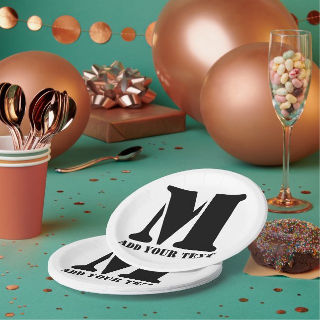 M Monogram Simple Modern Minimalistisch Personalis Pappteller (Multi)