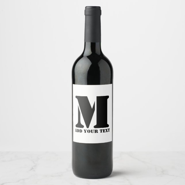 M Monogram Simple Modern Minimalistisch Personalis Weinetikett (Vorderseite)