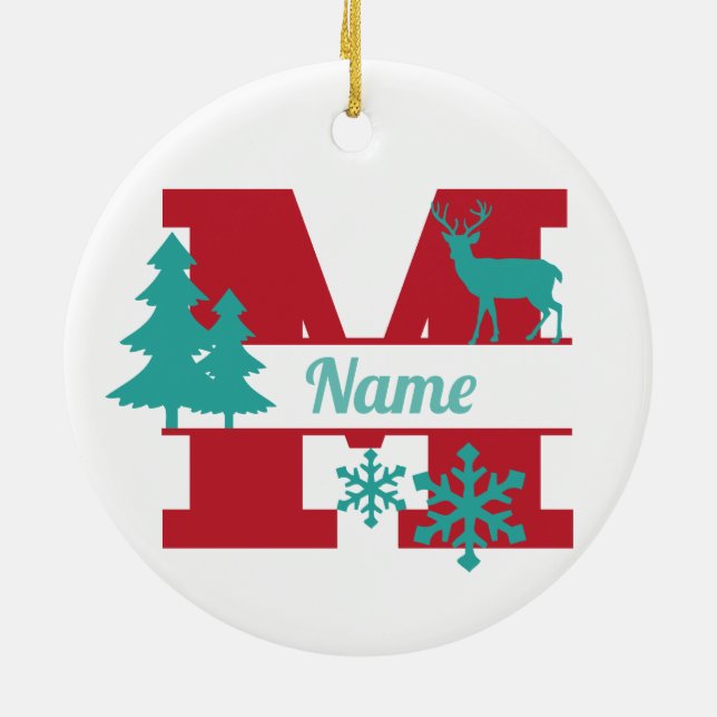 M Monogram Urlaubshaus Weihnachtsbaum Ornament (Hinten)