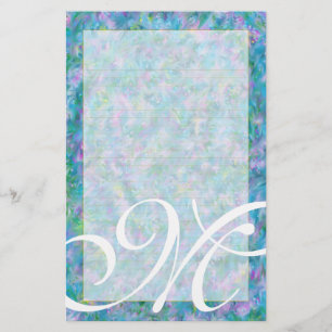 M-Monogramm-"blauer Garten-" feines gezeichnet Briefpapier