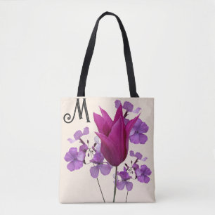 M Monogramm hübsche Pink-Tulpe-Blume lila gürtelar