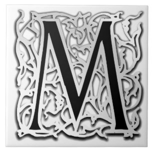 M Monogramm Keramik "Silver Besque" Fliese