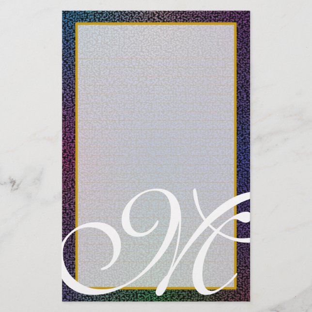 M-Monogramm "metallisches schwarzes" feines Briefpapier (Vorderseite)
