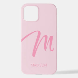 M Monogramm Personalisiert rosa iPhone 12 Hülle