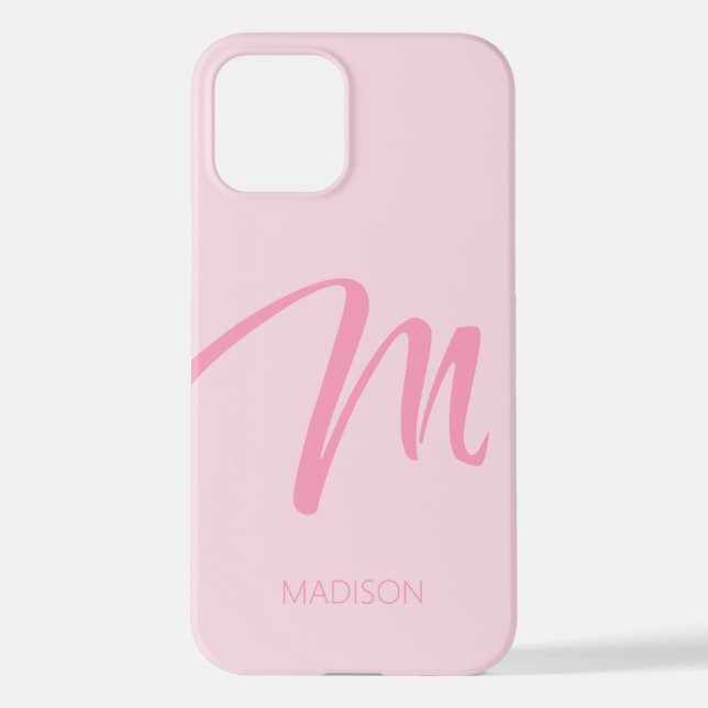 M Monogramm Personalisiert rosa iPhone Hülle (Rückseite)