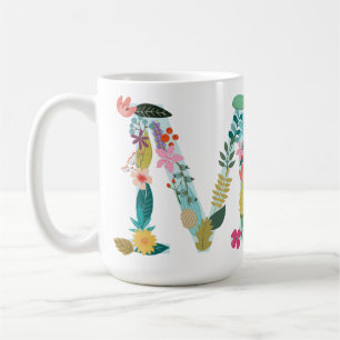 M-Monogramm-Tasse, Blumenm-Initiale, botanisch Tasse