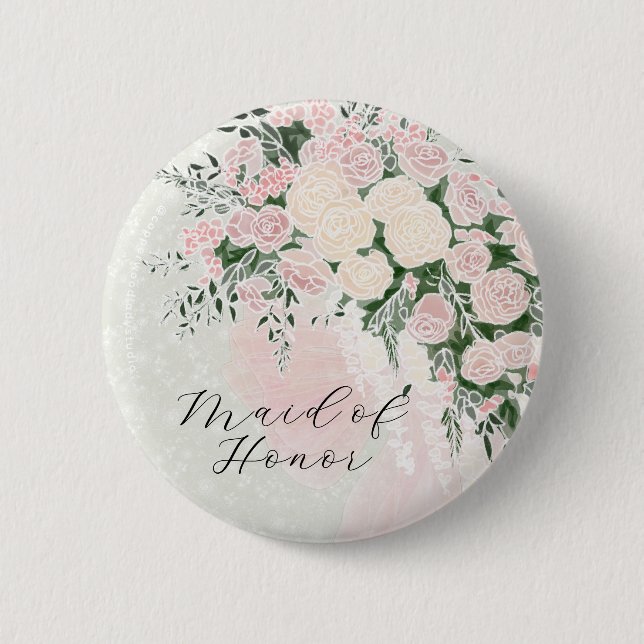 M.O.H Blush-Bogen und Rosen-Wisteria-Strauß  Button (Vorderseite)