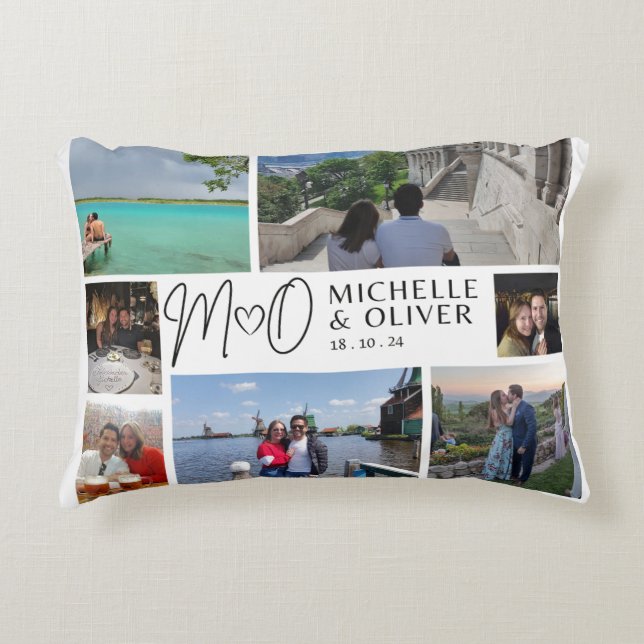 M+O Hochzeitstag Dekokissen (Vorderseite)