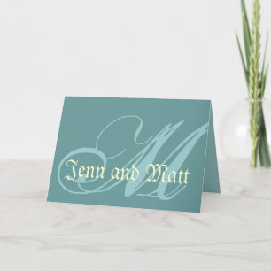 M Robin Egg Blue & Cream Card Wedding Monogram