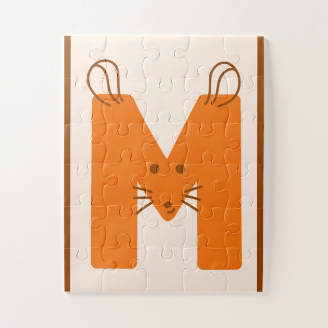 M steht für Maus – Süßes Tier-Alphabet  Puzzle (Vertikal)