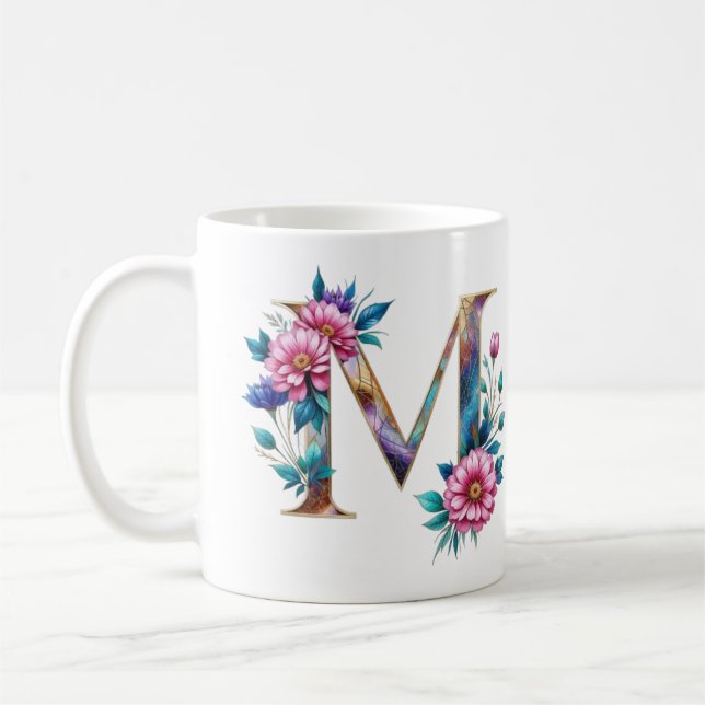 M Tasse für Kaffee - Blumendesign (Links)