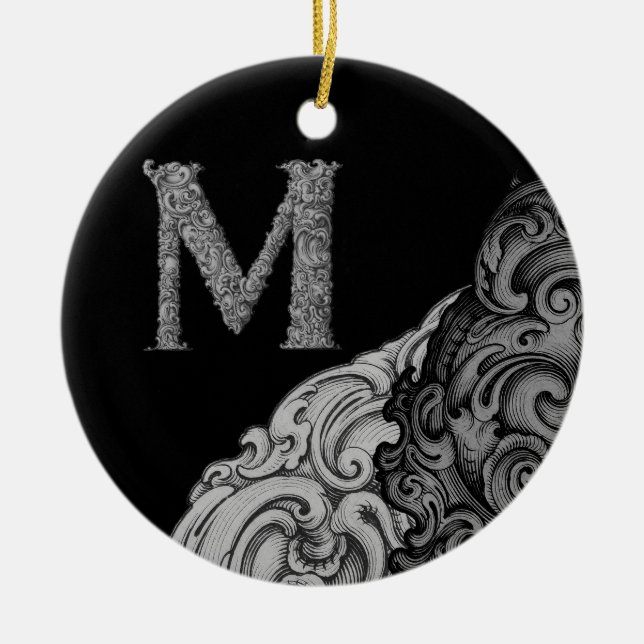 M - The Falck Alphabet (Silvery) Keramikornament (Vorne)