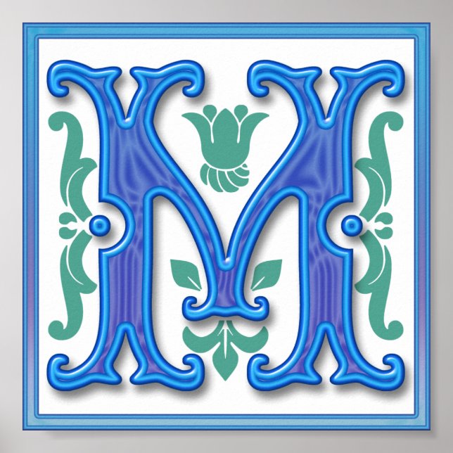 M - Vintager Buchstabe M Poster (Vorne)