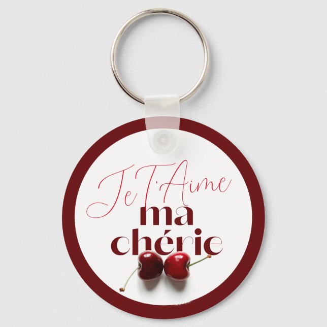 Ma Cherie Französisch-Romance Rotes Rosa Cherry He Schlüsselanhänger (Vorderseite)
