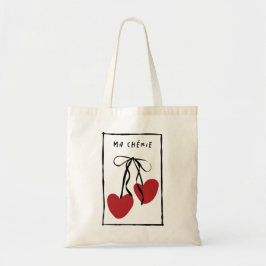 Ma Chérie Romantic Tote Bag | Minimal Heart Cherry Tragetasche