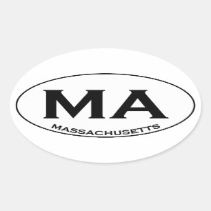 MA - Massachusetts USA Oval Logo Ovaler Aufkleber