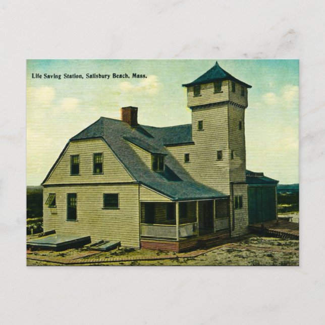 MA Salisbury Beach Rett Station Postcard Postkarte (Vorderseite)