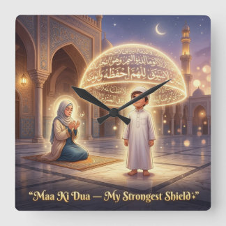 Maa Ki Dua Protection Dome | Islamic Mother’s Day  Quadratische Wanduhr