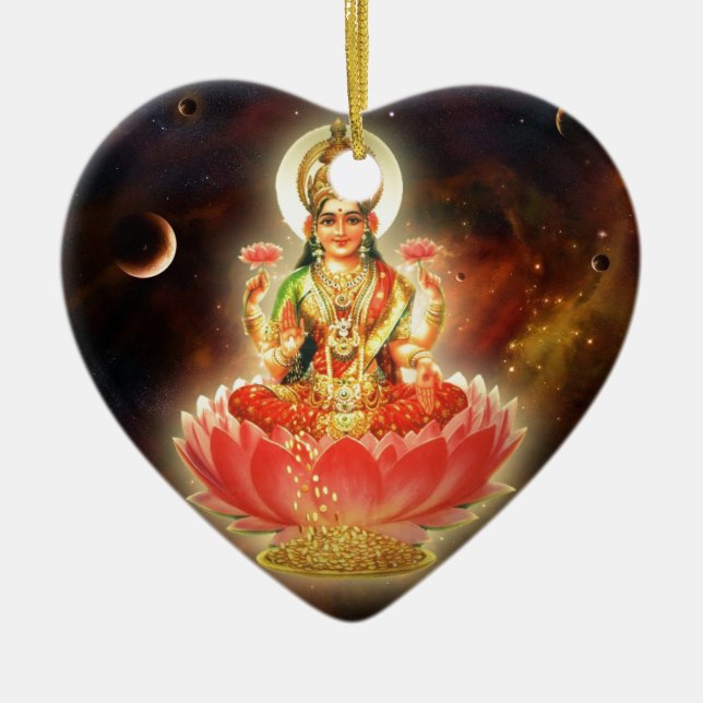 Maa Maha Lakshmi Devi Laxmi Göttin des Reichtums Keramik Ornament (Vorne)