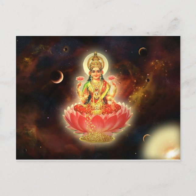 Maa Maha Lakshmi Devi Laxmi Göttin des Wohlstands Postkarte (Vorderseite)