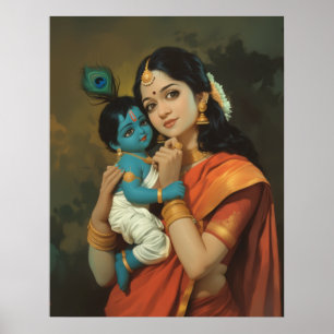 Maa Yashoda und Little Krishna Poster