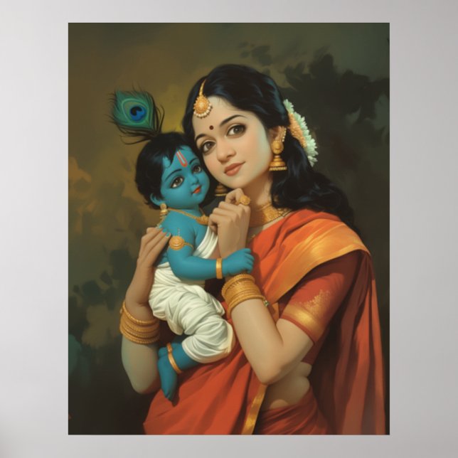 Maa Yashoda und Little Krishna Poster (Vorne)