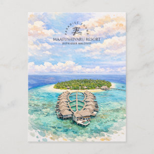 Maafushivaru Resort, Outrigger Maldives Watercolor Postkarte
