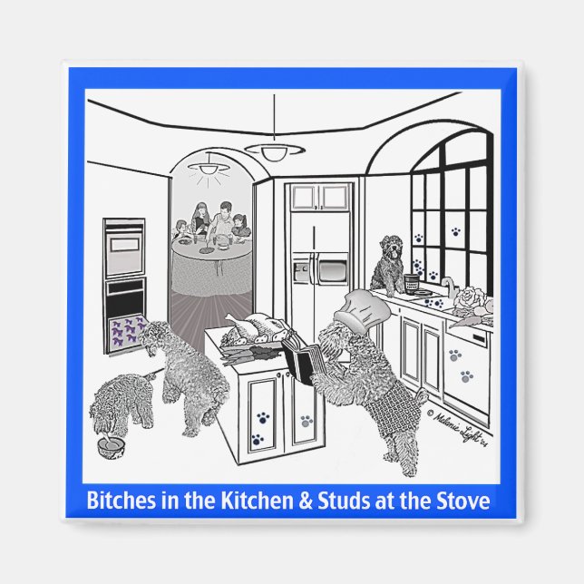 Maagnet: Wheaten Terrier: "Studs At the Stove" Magnet (Vorne)