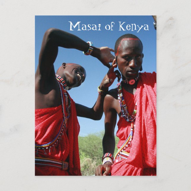 Maasai Groom bereitet sich auf seine Hochzeit in K Postkarte (Vorderseite)