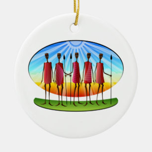 Maasai Männer mit Spears Kwanzaa Keramikornament