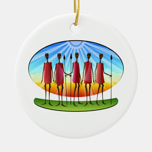 Maasai Männer mit Spears Kwanzaa Keramikornament (Vorne)