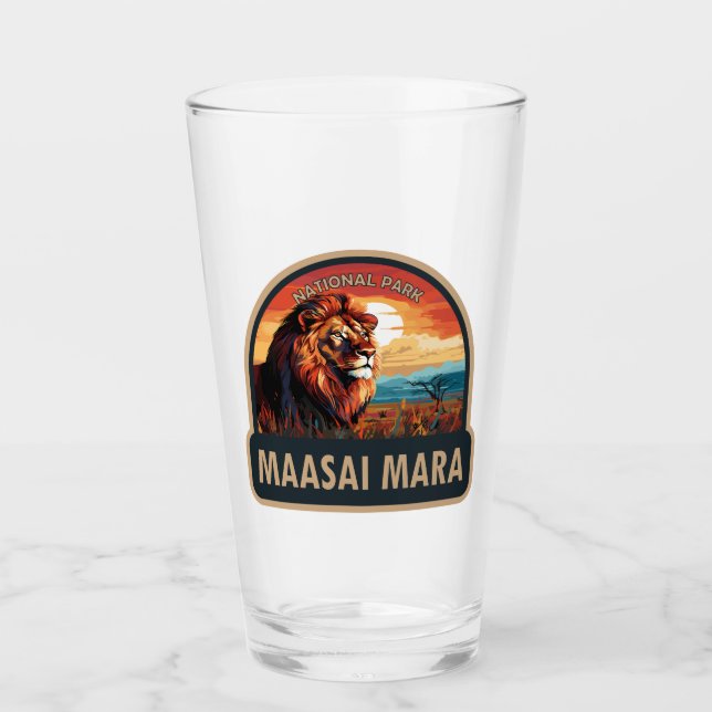 Maasai Mara National Reserve Lion Art Glas (Vorderseite)