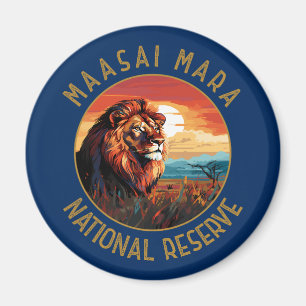 Maasai Mara National Reserve Lion Retro Not leiden Magnet