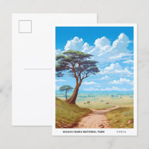 Maasai Mara Nationalpark Kenya Vintage Reisen Postkarte