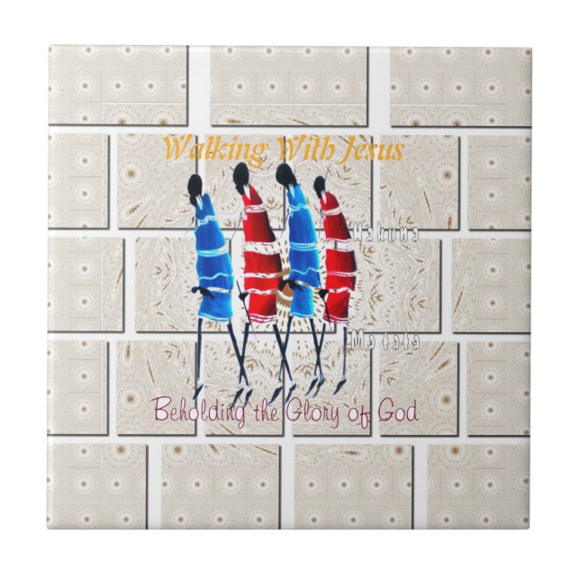 Maasai Morans Christlich Art Print Fliese (Vorderseite)