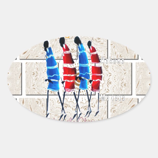 Maasai Morans Christlich Art Print Ovaler Aufkleber (Vorderseite)