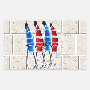 Maasai Morans Christlich Art Print Rechteckiger Aufkleber