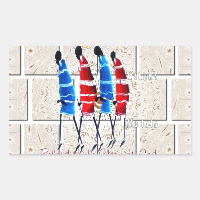 Maasai Morans Christlich Art Print Rechteckiger Aufkleber (Vorderseite)