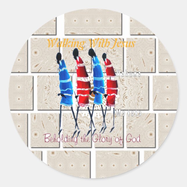 Maasai Morans Christlich Art Print Runder Aufkleber (Vorderseite)