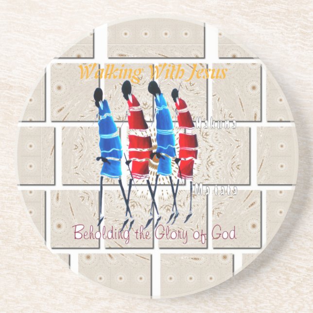 Maasai Morans Christlich Art Print Sandstein Untersetzer (Vorne)