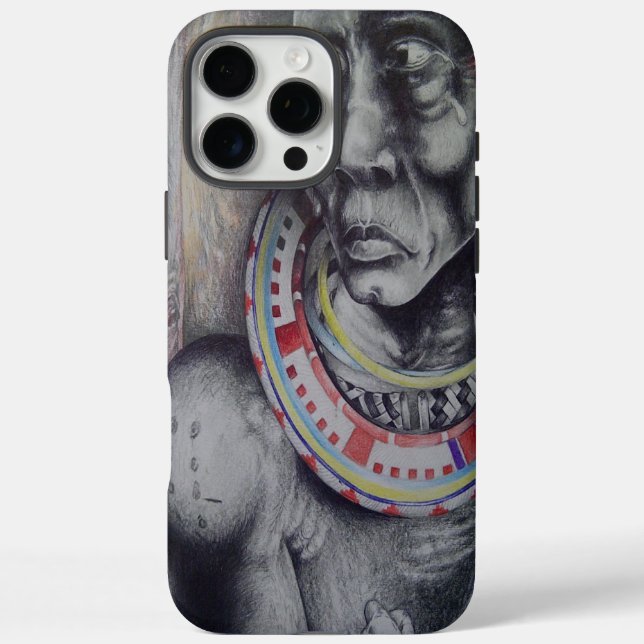 Maasai Mutter & Kind mit Löwenkunst Print/Grafik Case-Mate iPhone Hülle (Rückseite)