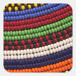 Maasai-Stammesperlenmuster Quadratischer Aufkleber