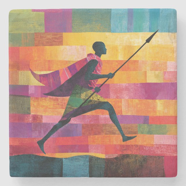 Maasai Warriors Reise Steinuntersetzer (Vorderseite)