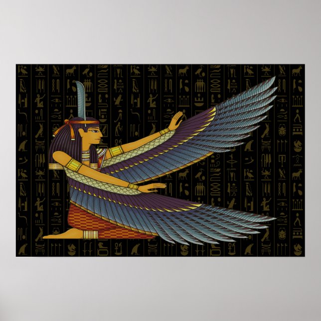 Ma'at Goddess on Hieroglyphs Poster (Vorne)