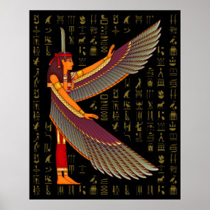 Ma'at Golden Hieroglyphs auf schwarzem Poster