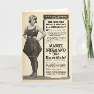 Mabel Normand 1918 Badeportrait Stille Anzug Karte
