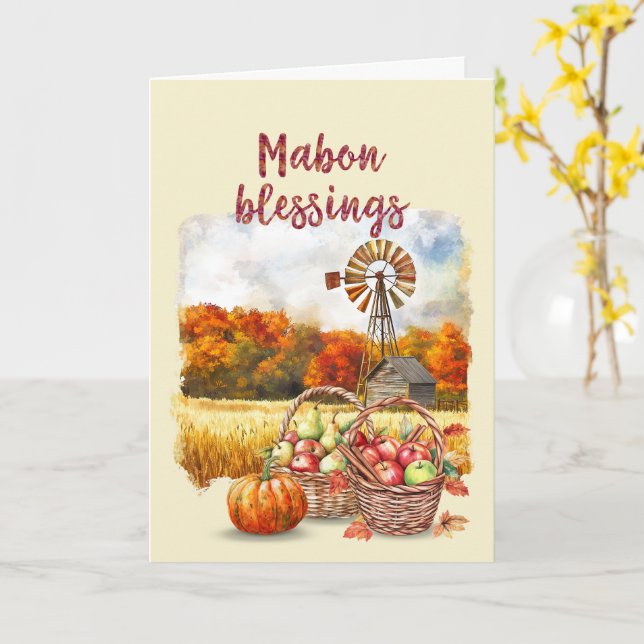 Mabon Blessings Wiccan Pagan Grußkarte Karte (Gelbe Blume)