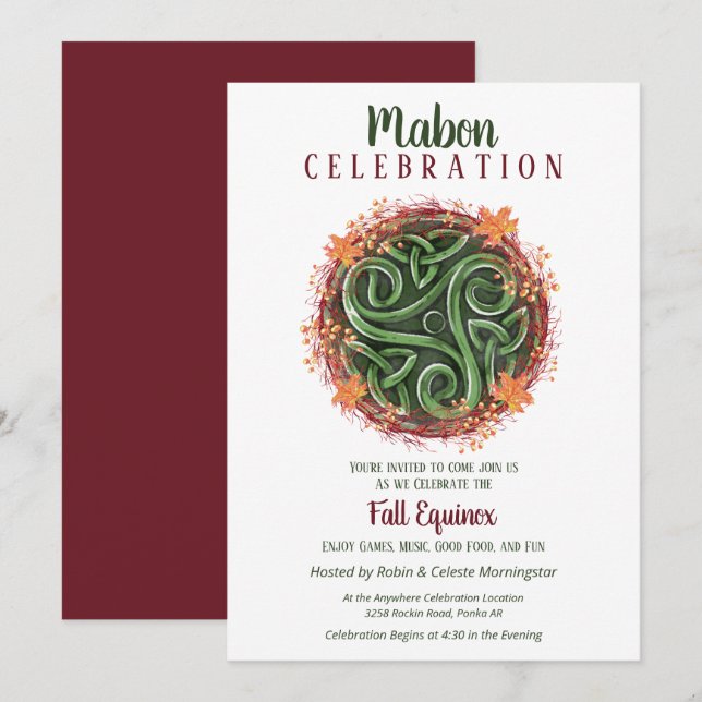 Mabon Fall Equinox Celtic Triskelion Harvest Einladung (Vorne/Hinten)