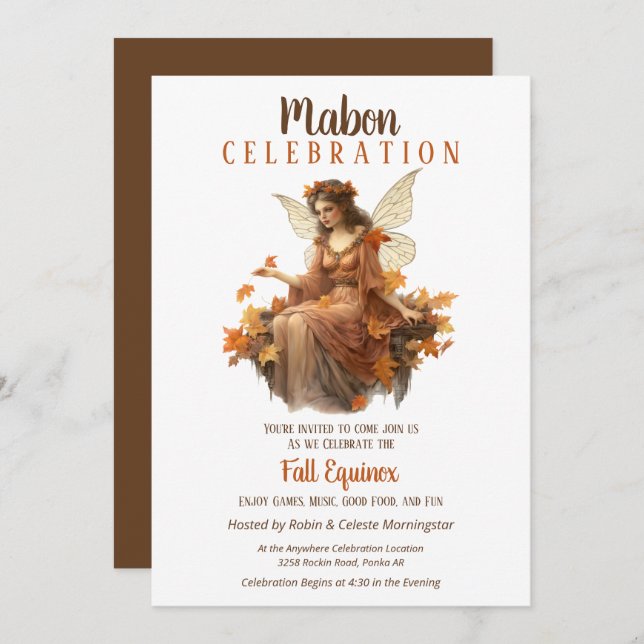 Mabon Harvest Fall Equinox Retro Fairy Einladung (Vorne/Hinten)